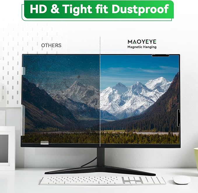 [2 Pack] Magnetic 24 Inch Computer Anti Blue Light Screen Protector for 16:9 Aspect Ratio Widescreen Monitor, Hanging Eye Protection Anti-Glare Light Screen Protector, Removable 24 in Protective Film