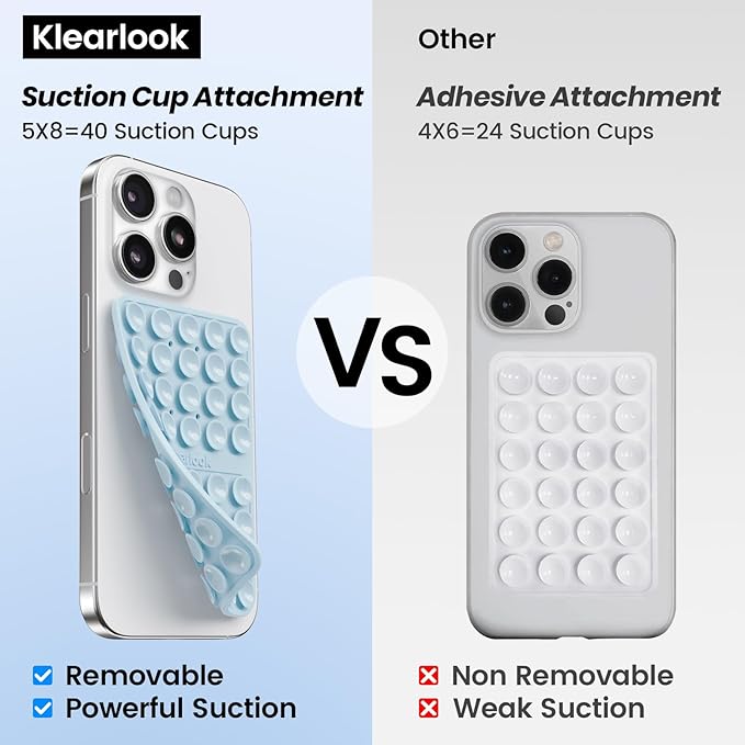 2PCS Silicone Suction Cup Phone Case Mount Double Sided, Hands-Free Phone Accessories Holder for Selfies and Videos, Silicon Sticky Phone Grip for iPhone and Android Light Pink&Light Blue
