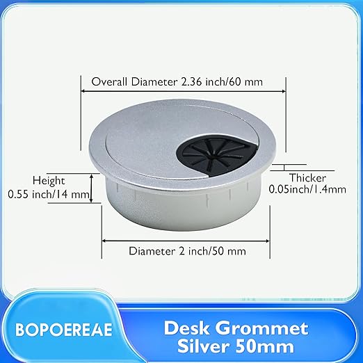 Desk Grommet 2" (50 mm), Desk Cord Hole Cover, Cable Grommet ABS Plastic, Desk Hole Grommet for Office and Home Table Cable, Detachable Cable Cord Organizer (Silver Sand 4 Pcs)