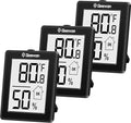 Geevon Digital Hygrometer, 3 Pack Indoor Thermometer Room Temperature Humidity Gauge with Battery,Digital Temperature Humidity Meter Indicator for Home, Office, Greenhouse, Mini Hygrometer,Black
