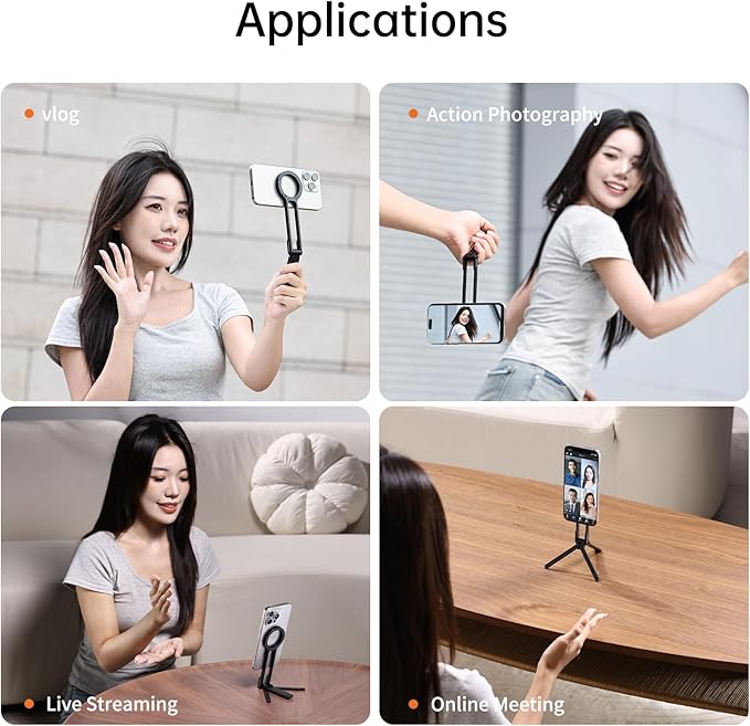 ULANZI MA30 Magnetic Phone Tripod Stand for iPhone - Aluminium Maglock Smartphone Mini Tripod Pocket Cell Phone Stand Strong Magnet Quick Mount Compatible with iPhone 16 15 14 13 12 Series, Black