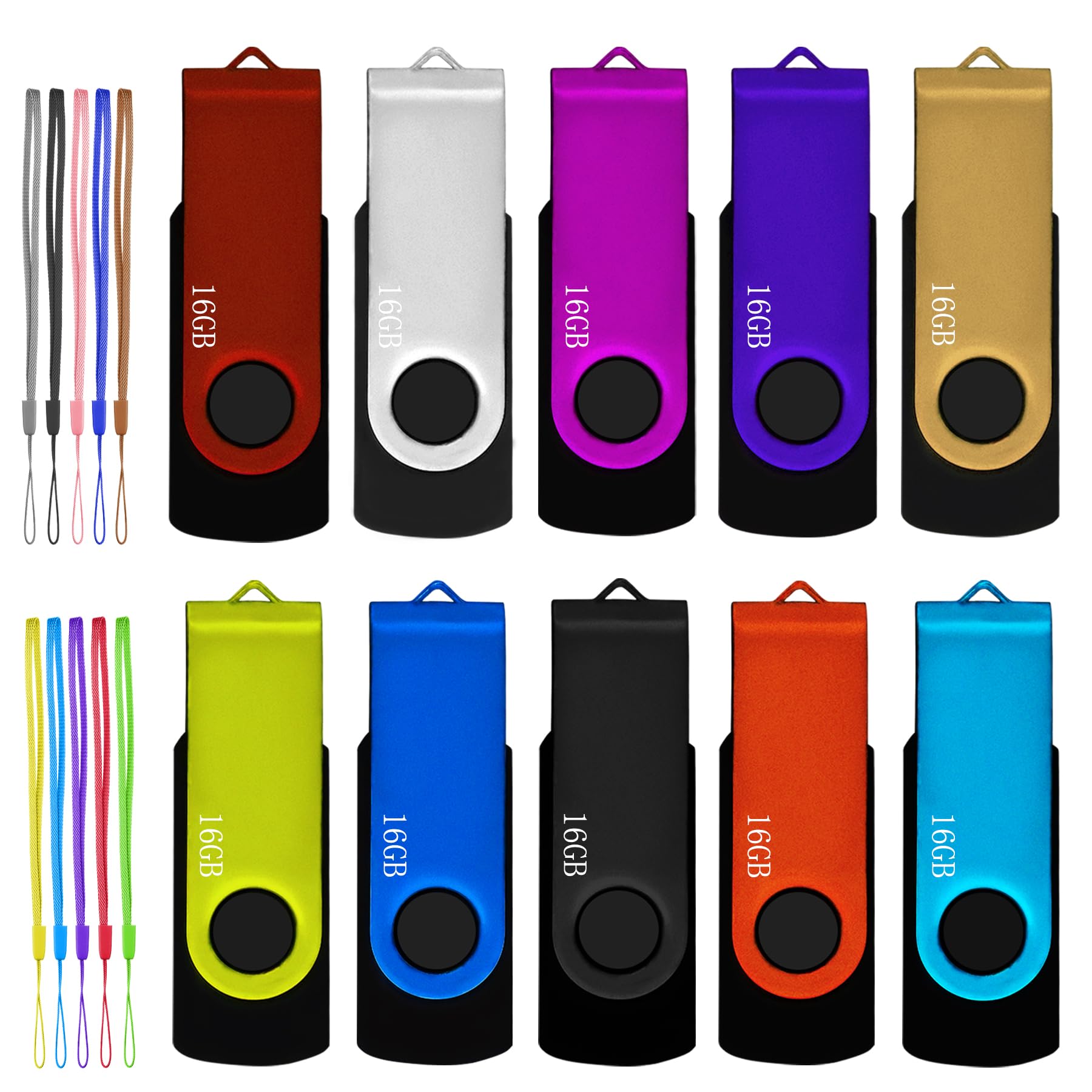 16GB Flash Drive 10 Pack Nicepicten USB 2.0 Thumb Drive USB Memory Stick