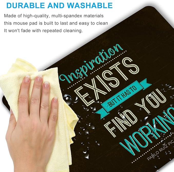 Inspirational Work Quotes Mouse Pad Personalized Design, Non-Slip Surface, Rubber Base, Small Office Desk Pad for Computers and Laptops