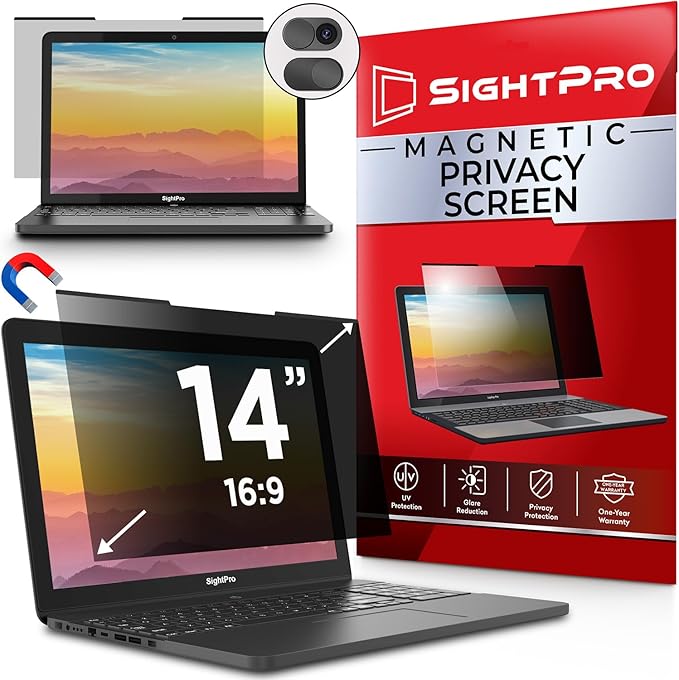 Magnetic Laptop Privacy Screen 14 Inch 16:9 - Removable Computer Privacy Filter Shield and Protector