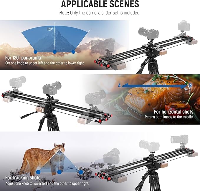 NEEWER 47.2"/120cm Motorized Camera Slider, App Wireless Control DSLR Carbon Fiber Dolly Rail Slider with 4400mAh F750 Battery (Charger Not Included), Support Video Mode, Time Lapse Photography, ER1
