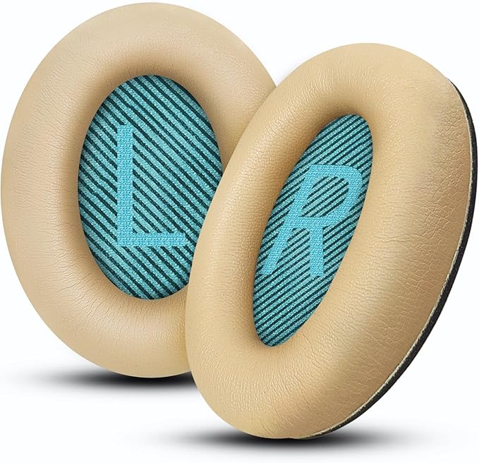 Headphones Replacement Ear Pads, Protein Leather earpad Cushions for Bose AE2/QC15/QC25 Headphones, Replacement Earpads, Softer Memory Foam - Apricot