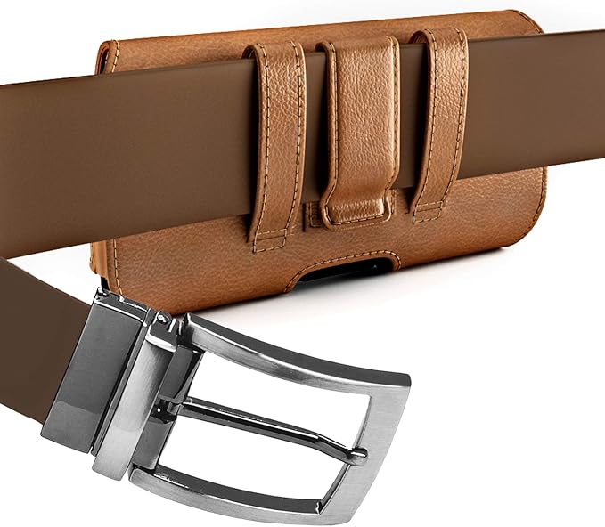 DeBin Case for Samsung Galaxy S25+ Plus, 5G S24+ S23+, S22+, S21+, S20+ S10+ S8+ S9+, S23 FE, S21 FE, A20, A30, Cell Phone Belt Holster Clip Carrying Pouch Holder Cover (Fits Otterbox Commuter) Brown