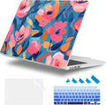 Case for MacBook Air 15 Inch 2025 2024 2023 Release M4 A3241 M3 A3114 M2 A2941, Hard Shell with Screen Protector & Keyboard Cover, Compatible with Touch ID, Flowers Print