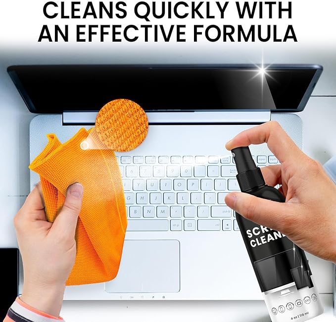 Screen Cleaner Spray - TV Screen Cleaner Spray and Microfiber Cloth kit, Computer Screen Cleaner & Car Screen Cleaner for TV, Monitor, Laptop, MacBook, iPad, iPhone and Electronic Devices - 2 Pack