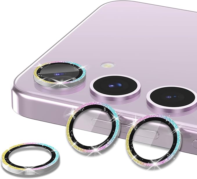 for Samsung Galaxy S23/S23 Plus Camera Lens Protector, Individual Metal Ring Tempered Glass Lens Cover, [Strong Adsorption] Scratch Resistant Ultra-Thin HD Clear Lens Cover, 1 Set-Colorful