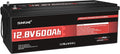 12V 600Ah LiFePO4 Lithium Battery Built-in 200A BMS 10000+ Deep Cycle 7200Wh Deep Cycle Lithium Iron Phosphate Battery Perfect for RV, Solar System, Off Grid, Home Energy Storage