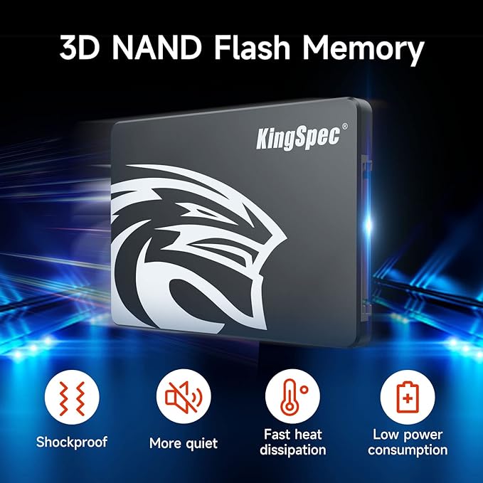 KingSpec 1TB 2.5 SSD SATA III Internal - 550MB/s Read, 520MB/s Write with 3D NAND Flash, for Laptop & Desktop PC Upgrade