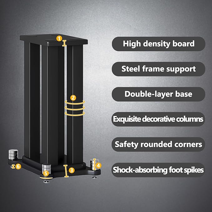 A Pair of Speaker Stands, Bookshelf Speaker Stand Steel Frame Support for Speakers up to 40 kg, Vibration-Absorbing MDF Design, Universal Speaker Stand Improves Sound Quality (80cm/31.4in)