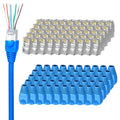 50-Pack Cat 6 Shielded Pass Through RJ45 Connectors + 50Pack RJ45 Strain Relief Boots, 8P8C Modular Ethernet STP Network Cable Plug End for Cat6 Cat5e