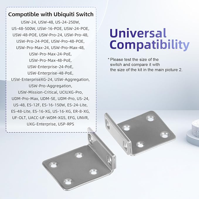 Rack Mount Kit for Ubiquiti Switch, 1U Rack Ears for Ubiquiti 16/24/48 Series Switches