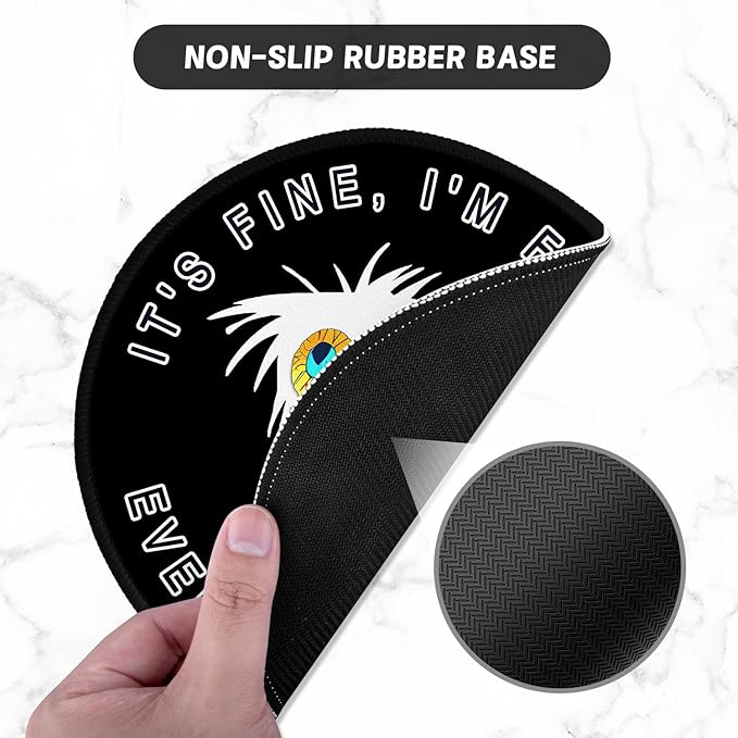 ITNRSIIET Round Mouse Pad with Stitched Edge Premium-Textured Waterproof Non-Slip Rubber Base Desktop Protection Mat Diameter 8.7 inches, Funny Cat