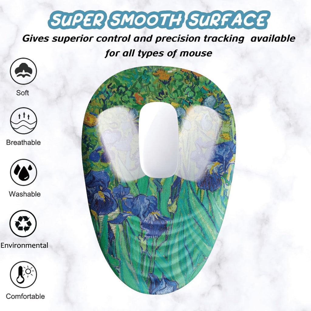 Armanza Ergonomic Mouse Pad Wrist Support, Floral Mouse Pad with Wrist Rest, Non-Slip PU Base MousePads with Foam Massage Design for Pain Relief, Desk, Office, Home, Van Gogh Flower