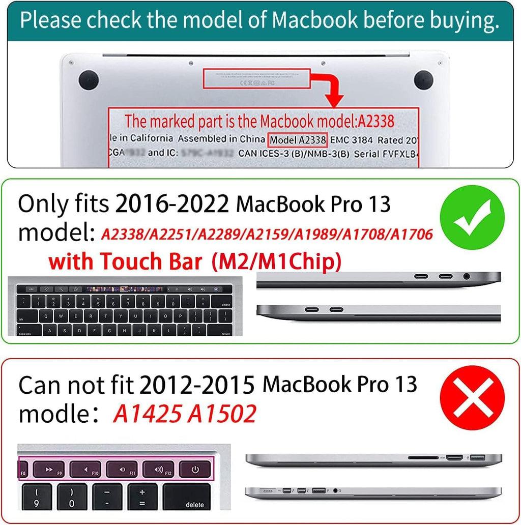 Teryeefi for MacBook Pro 13 inch Case 2025 2024 2022 2021 2019 2018 2017 2016 Release fits Model A2338 M2 M1/A2289/A2251/A2159/A1989/A1706, Design Hard Shell with Keyboard Cover Dust Plug, Heart A002