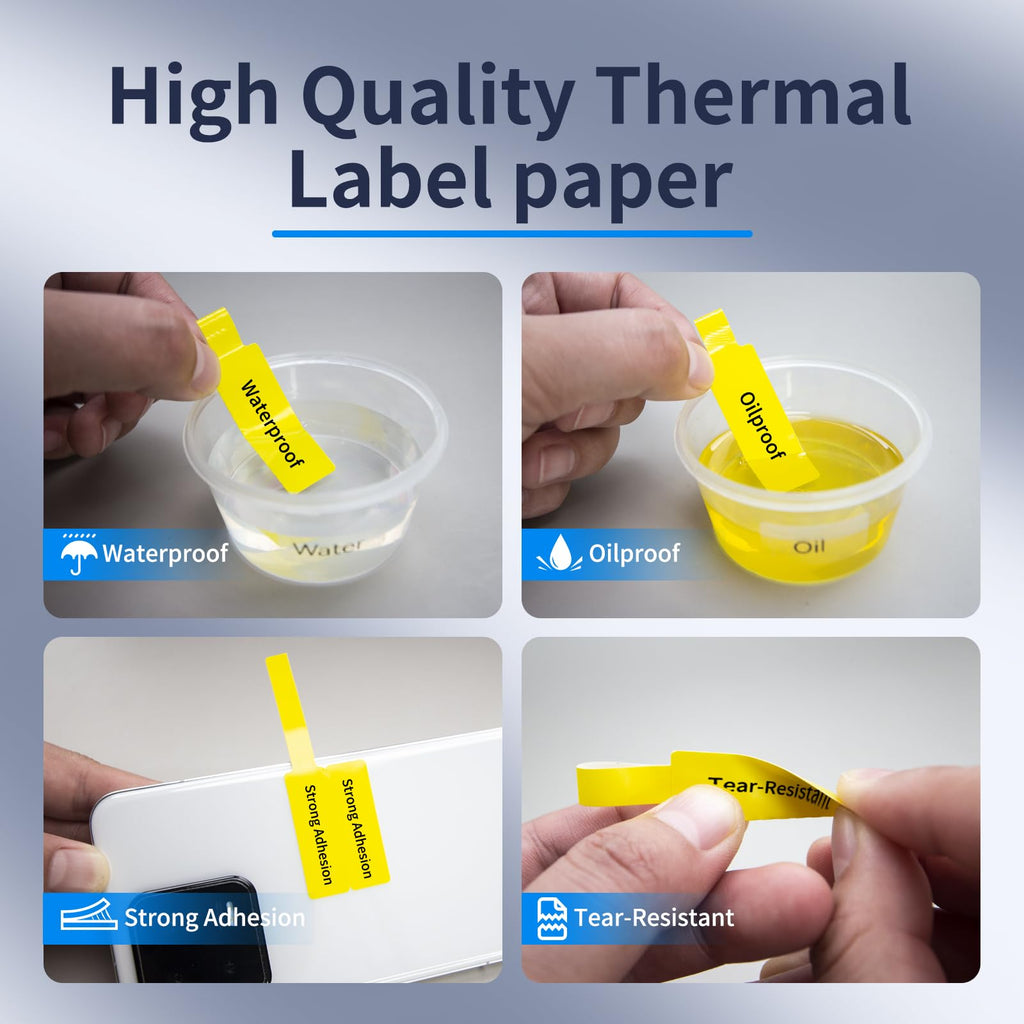 200 Pcs Cable Labels - Waterproof Wire Cord Label, Tear Resistant Wire Labels, Self Adhesive Cord Organizing Label, for Cable Management, Compatible with PUQU AQ20 Label Makers(Yellow) 30x90mm