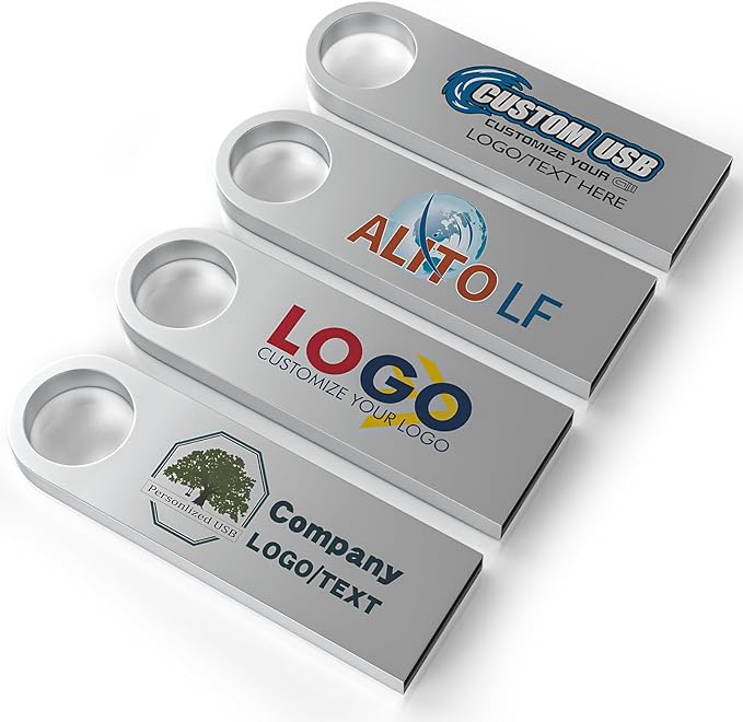ABLAZE Custom Flash Drive 512MB 10 Pack, Personalized USB with Your Logo Metal Thumb Drives USB 2.0 Memory Stick Pendrive (Sliver)