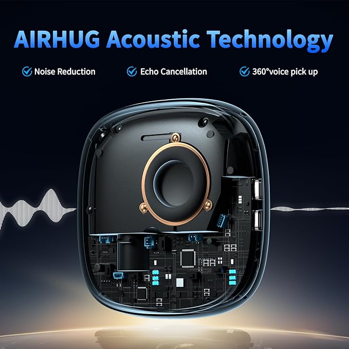 AIRHUG Conference Speaker and Microphone, Bluetooth Speakerphone with 360° Voice Pickup, Advanced Noise Reduction, USB-C Plug & Play, Compatible with Zoom and MS Team