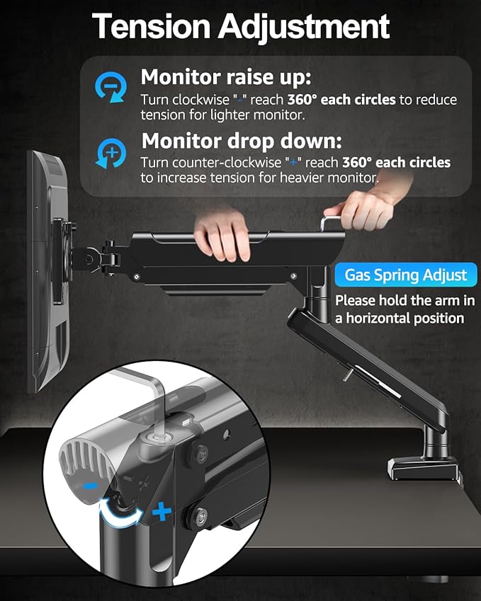 Single Monitor Mount Arm, Fits 13-32 Inch, Holds 4.4-22lbs, Full Motion, VESA 75x75/100x100, Desk Mount Freelift Pro