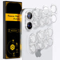 beuxece for 6 Pack iPhone 17 / iPhone 16 / iPhone 16 Plus Camera Lens Protector [Drop Protection] [Easy Installation] 9H Tempered Glass Camera Screen Protector Cover Accessories, Glitter Silver