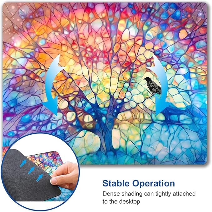 Mouse Pad, Cute Mouse Mat for Women, Square Waterproof Non-Slip Rubber Base Computer MousePads for Desk Office Laptop, Tree of Life