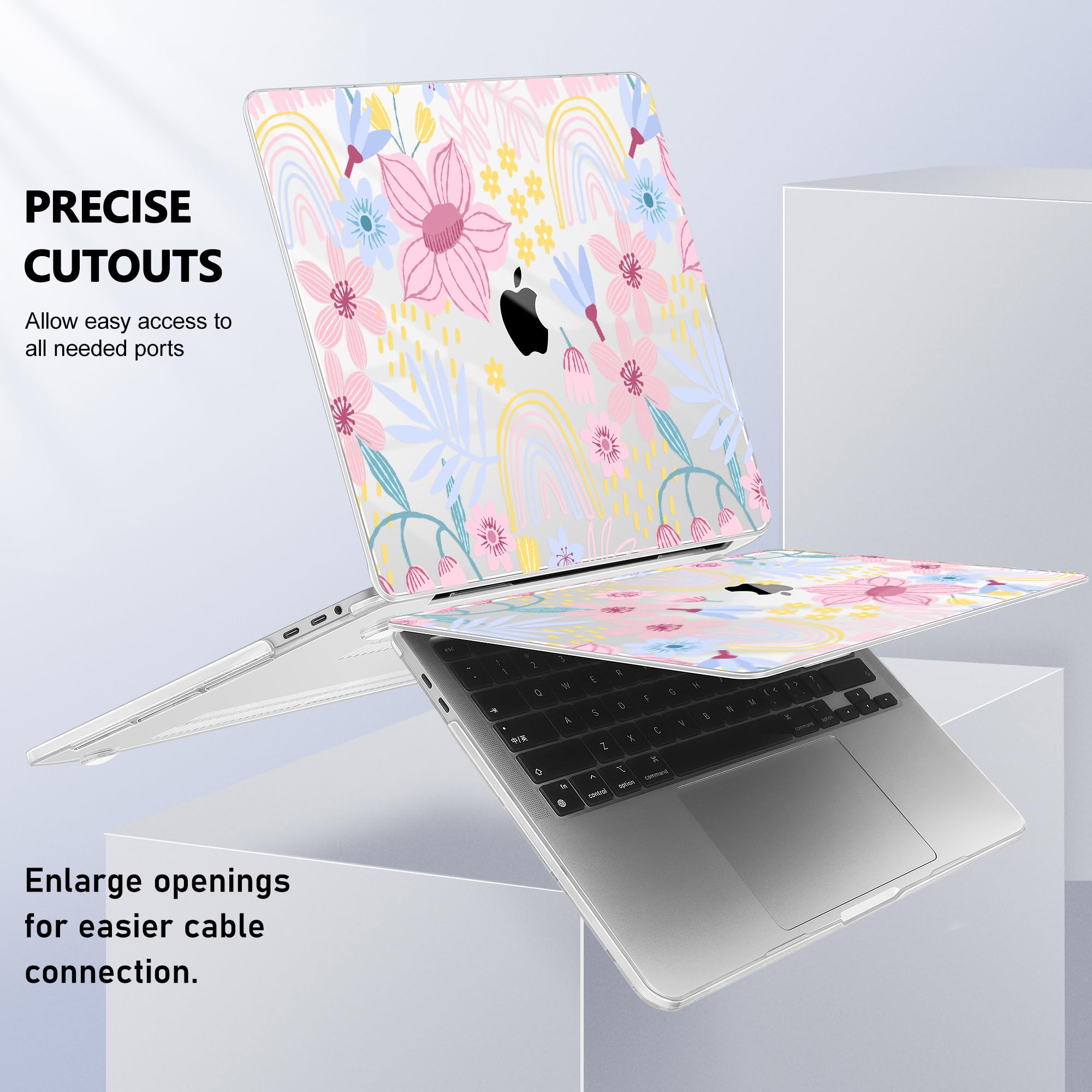 Lepeoac for MacBook Pro 16 inch Case 2019 2020 Release Model A2141, Plastic Hard Shell Cover with Keyboard Cover & Screen Protector for MacBook Pro 16 inch with Touch Bar & Touch ID, Florals