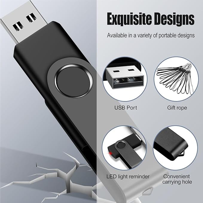 EASTBULL (NOT 128GB) 128MB USB Flash Drive Bulk Thumb Drives 50 Pack with Lanyards USB 2.0 Memory Sticks Zip Drive Pen Drive for Storage and Backup Black 50PCS 128MB