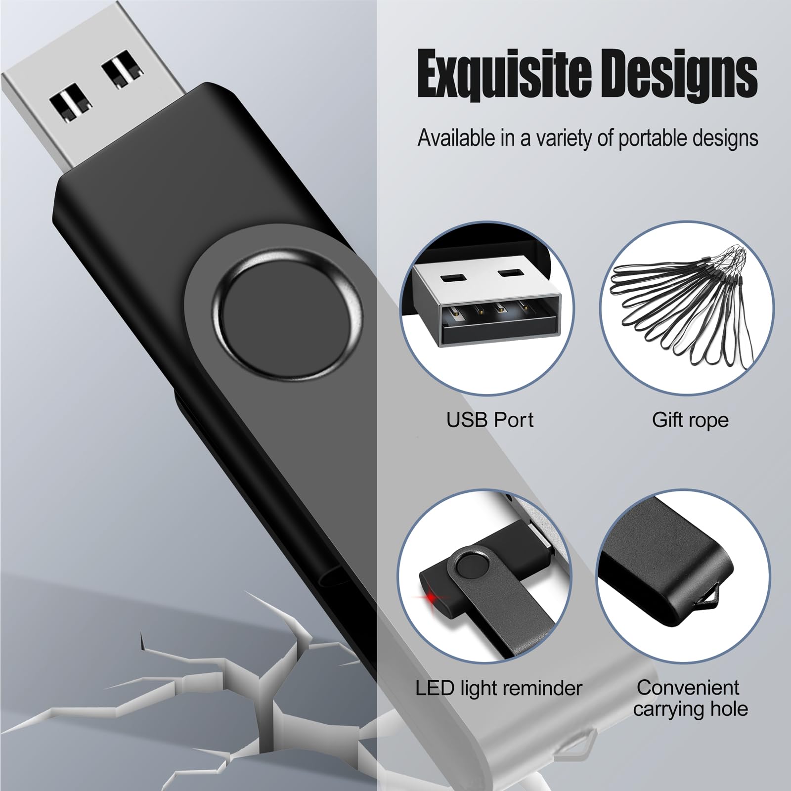 32GB 20-Pack USB Flash Drives Bulk EASTBULL USB 2.0 Thumb Drive,Black