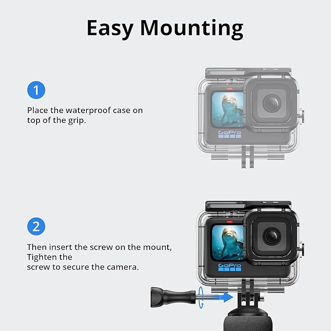 ATUMTEK Floating Hand Grip for GoPro, Waterproof Handle Mount Underwater Hand Stick Monopod Pole Compatible with GoPro Hero 13 12, 11, 10, 9, 8, 7, 6, DJI Osmo, AKASO, SJCAM Action Camera, Orange