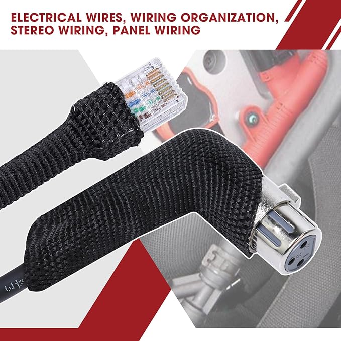 Heat Shrink Wire Loom 2:1 Shrinkable Braided Cable Sleeve 2 Inch ID-25ft Abrasion Protection Flexibility Fabric Wiring Harness Cover Sheath