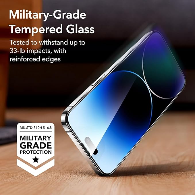 ESR 3 Pack for iPhone 14 Pro Screen Protector, [9H Hardness] [Military Grade Shatterproof] Tempered Glass Film with Easy Installation Tool, HD Clear, Scratch Resistant