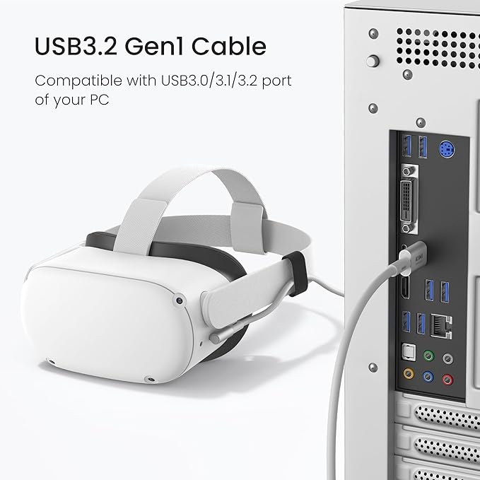 KIWI design 10FT Link Cable Compatible with Oculus/Meta Quest 3S Accessories, and Quest 3/2/Pro/Pico 4, USB3.0 Link Cable with 5Gbps Super Speed