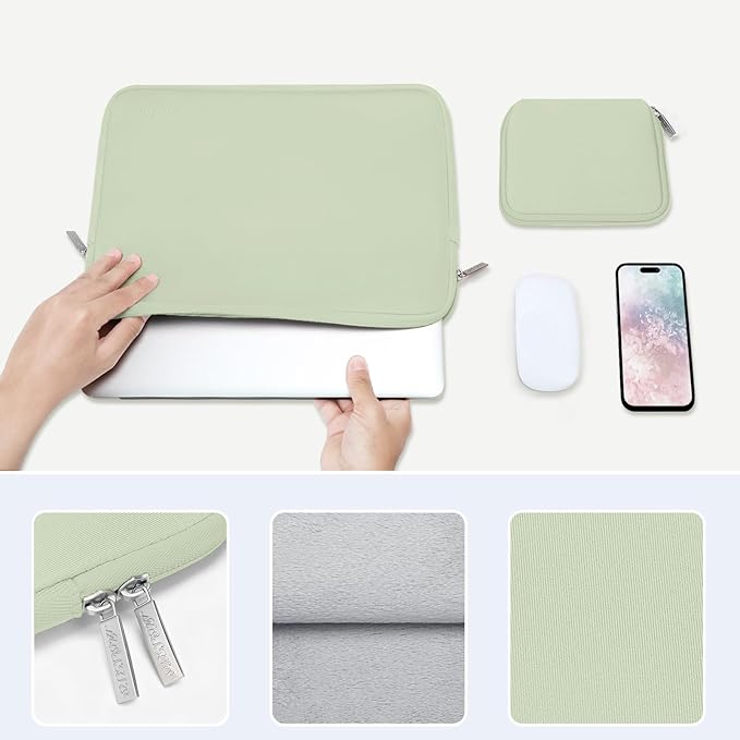 MOSISO Laptop Case 16 inch, 15-15.6 inch Laptop Sleeve Bag Compatible with MacBook Pro 16 inch, HP, Acer, Dell, Lenovo, ASUS Notebook, Neoprene Computer Sleeve Bag with Small Case, Sage Green