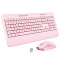 KOPJIPPOM Wireless Keyboard and Mouse Set with Quiet Keys, 2.4G Full Size Ergonomic Keyboard with Wrist Rest, Protective Covers, Soft Touch Silent Design for Windows, Computer, PC and Laptop