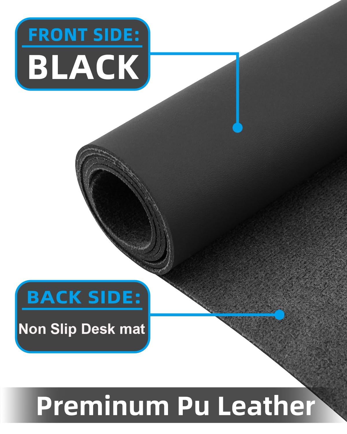 Desk mat Large, Leather Desk Pad Protector,Office Desk Mat,Mouse Pad, Non-Slip Desk Blotter, Laptop Desk Pad, Waterproof Desk Writing Pad for Office&Home (Black, 55" x 24")