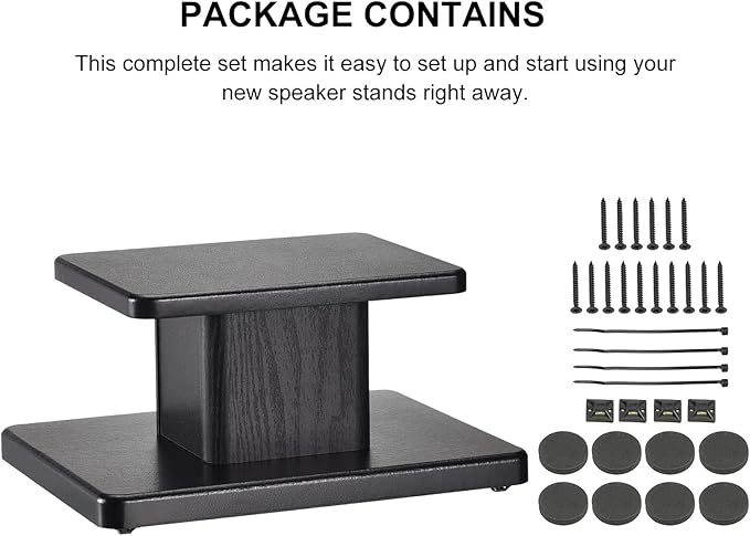 MECCANIXITY Wood Speaker Stands, 2 Pack 5.9 Inch (15cm) Universal Speaker Stand Hollowed Bases Enhanced Audio Listening for Home Theaters Cinema