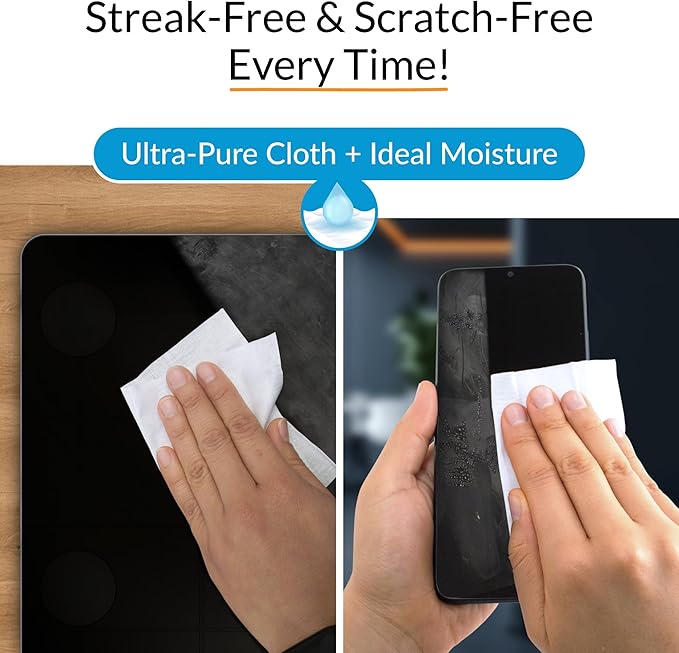 iCloth Large Screen Cleaning Wipes for Electronics, Lint-Free and Streak-Free, Fast-Drying, Removes Dust, Fingerprints, and Smudges (100 Wipes)