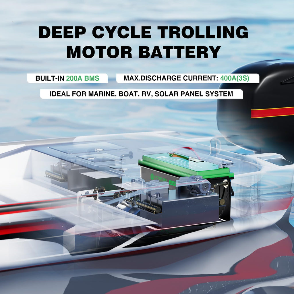HYSINCERE 12V 200Ah LiFePO4 Lithium Battery with 2560Wh Energy, Built-in 200A BMS, Discharge Current (3S) up to 400A, Perfect for RV Solar Energy Storage Marine Trolling Motor, 8D Size Compatible