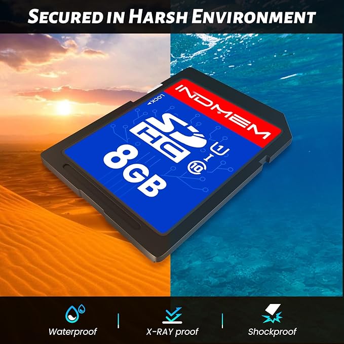 INDMEM SD Card 8GB, 8 Packs Class 10 8GB Flash Memory Card MLC Standard Secure Digital Cards Camera Card