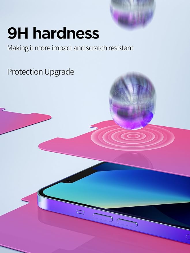 Compatible for iPhone 13 Pro Max Privacy Screen Protector/iPhone 14 Plus Screen Protector Tempered Glass 6.7 Inch, Pink Gradient Anti Spy Anti Blue Light HD Easy Installation