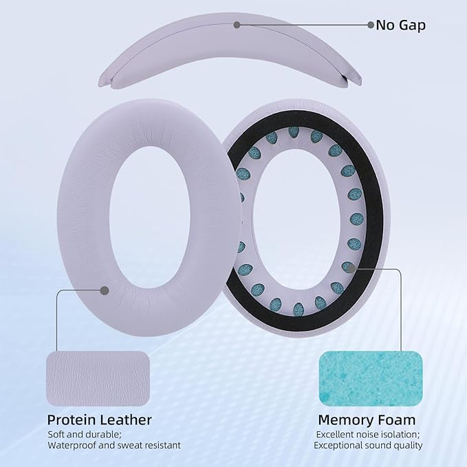 Ear Cushions and Headband Cushion Foam for Bose QuietComfort 35 45 (QC35 QC45) Headphones Accessories Easy to Install (Purple)