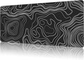 Mouse Pad Large Topographic Map Lines Non-Slip Game Desk Mat with Stitched Edge Laptop Keyboard Desk Pad for Work Home Gaming (35.4 x 15.7 Inches)