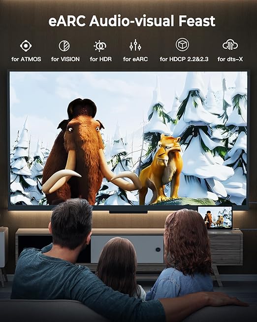 8K HDMI Cable 40 ft, 48Gbps High Speed HDMI 2.1 Cable, Braided HDMI Cable 2.1 8K 60Hz 4K 120Hz Support for HDR eARC HDCP 2.2/2.3, HDMI Cord Compatible with HDTV, Laptop, Monitor, PC