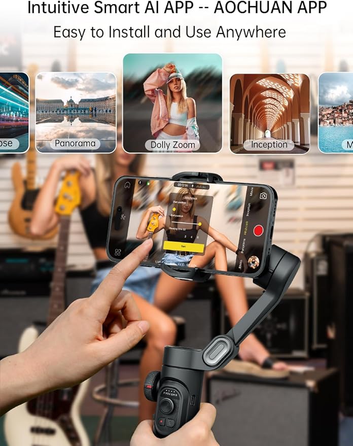 Phone Gimbal Stabilizer 3-Axis Smartphone Foldable Handheld Gimbal for iPhone with Focus Wheel TikTok YouTube Vlog Stabilizer for iPhone16 15 14 13 12 Pro Max Android-Smart XE