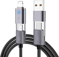 4 in 1 USB C Cable, 2Pack 6FT Round Braided Multi Fast Charging Cable, PD 65W 27W, 480Mbps Data Transfer, Compatible with iPhone/iPad/Samsung/MacBook