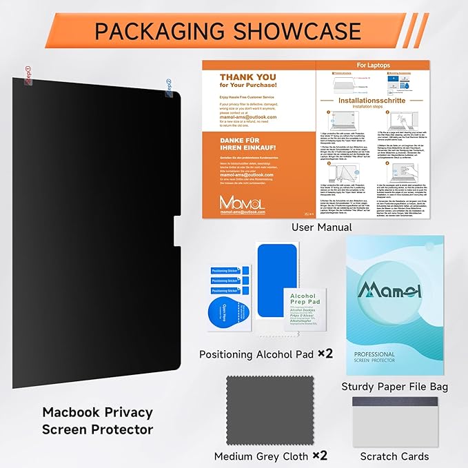 Privacy Screen for MacBook Air 13.6 & 13 Inch 2022-2025 (M2, M3, M4), Matte Anti Glare Blue Light Filter, Nano No Glue Anti Spy Black Protector for Mac Air 13In Laptop Computer