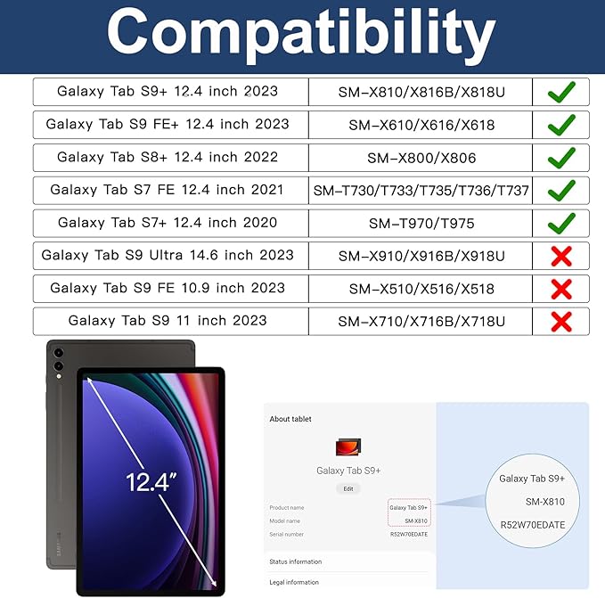 BRAECN for Galaxy Tab S10 Plus Case 2024&S9 FE Plus/S8 Plus/S7 Plus /S7 FE 12.4 Inch,Heavy Duty Shockproof Case with S Pen Holder&360 Rotating Hand Strap/Kickstand/Shoulder Strap for Tab S10+,Purple